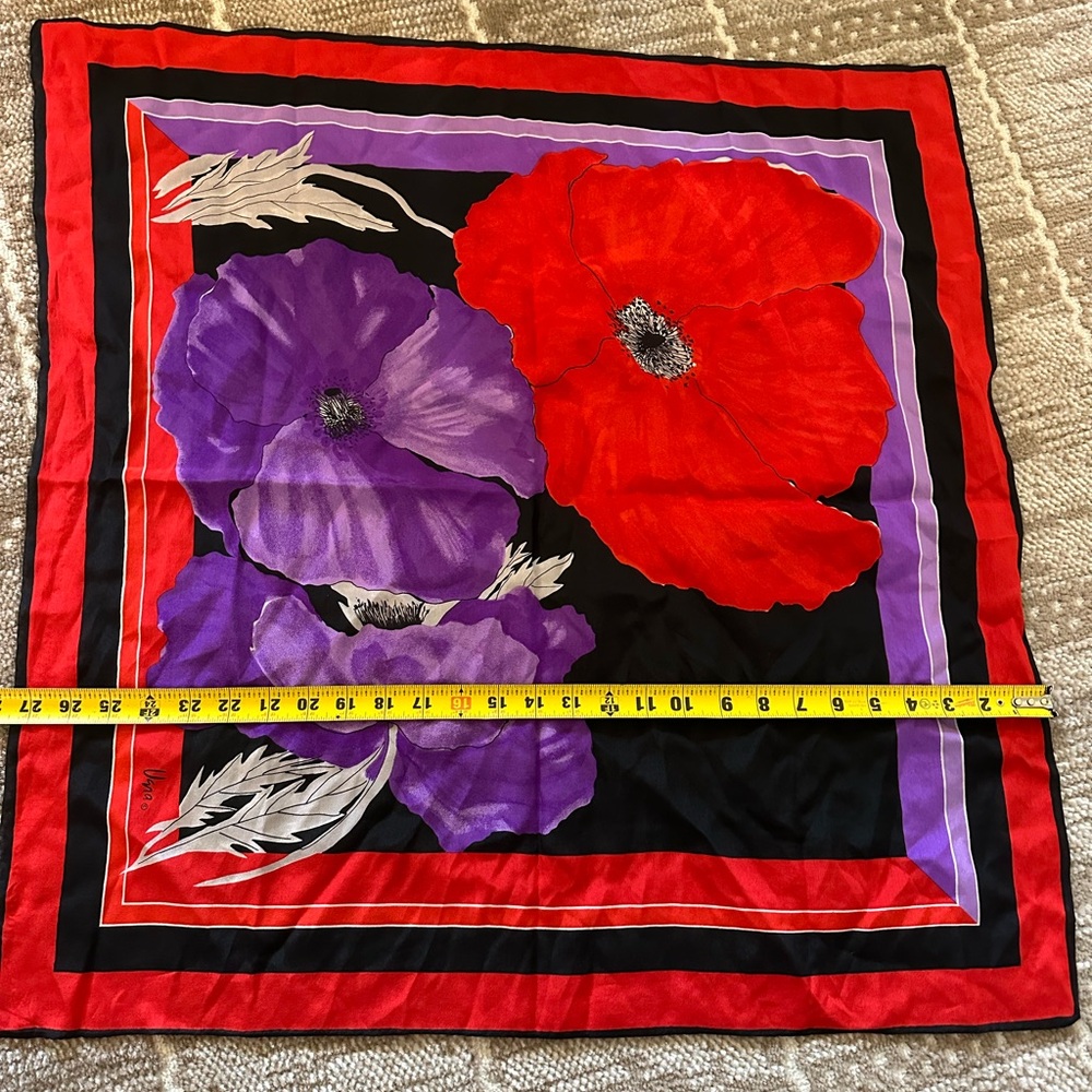 Vera Neumann Floral Red and Purple Scarf
